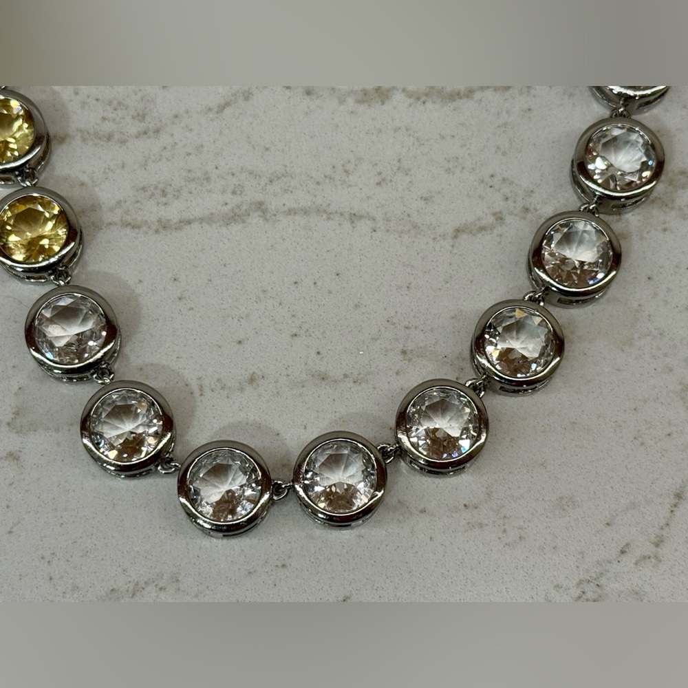 Talbots Crystal Statement Silver Tone Necklace | … - image 3